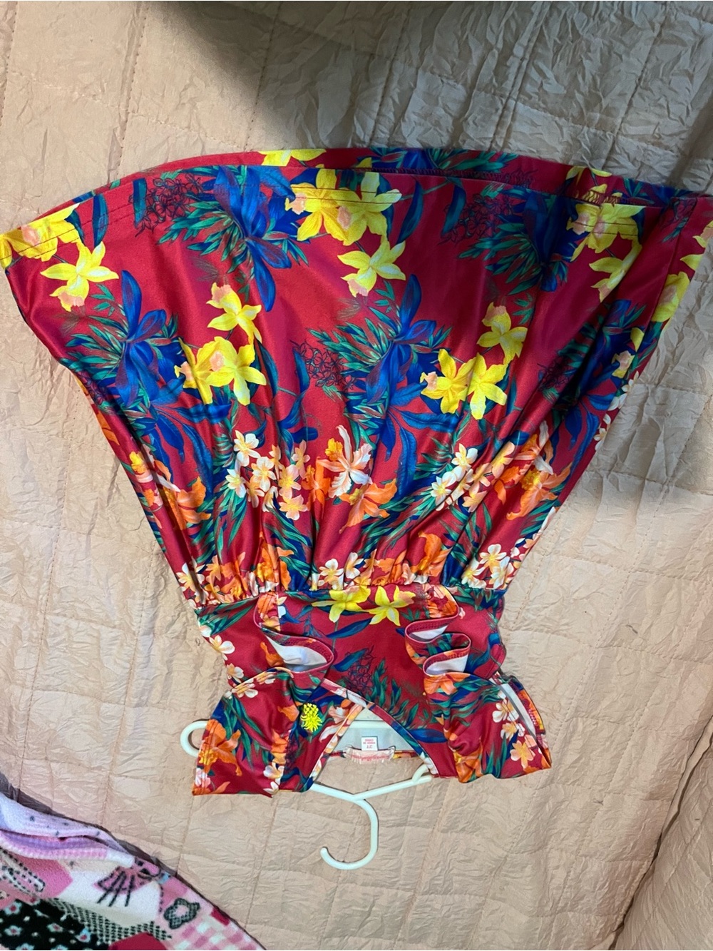 Tommy Bahama Red Floral Girls' Casual Dress with Yellow & Blue Flowers